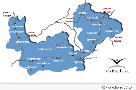 Map of Valtellina in the italian alps.